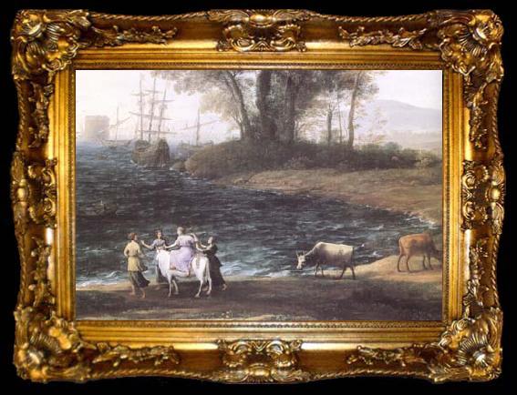framed  Claude Lorrain Coast Scene with the Rape of Europa (mk25), ta009-2